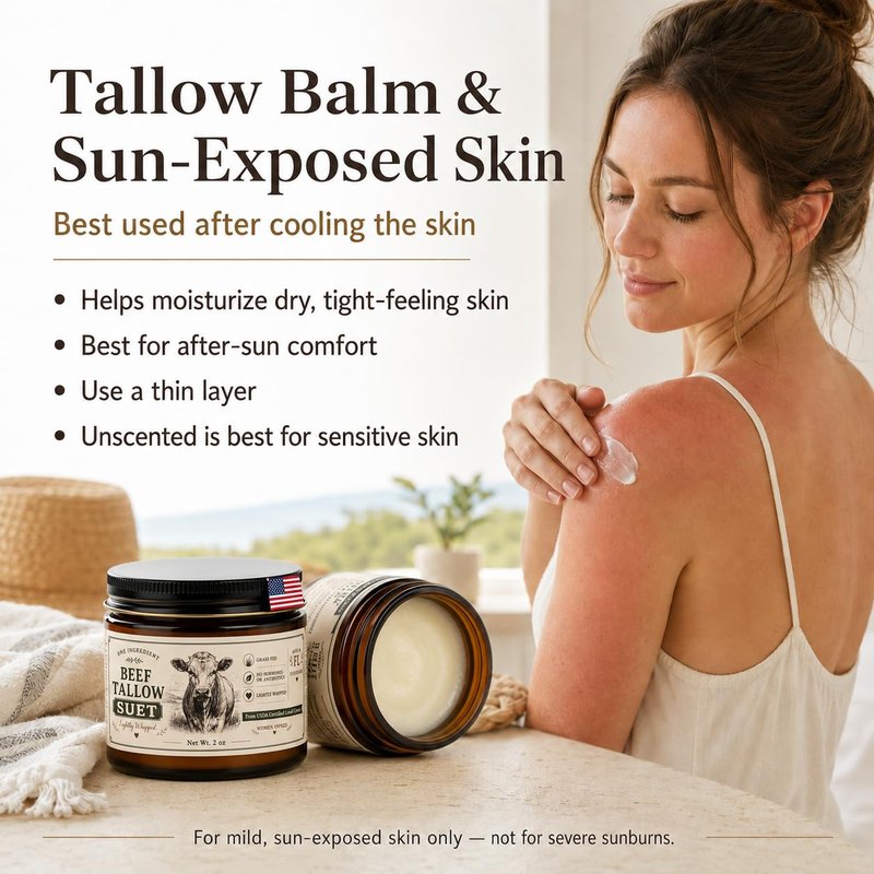 HANDMAD UNSCENTED Whipped Tallow Balm, 100% Natural Moisturizer from Grass-Fed Cows for Dry and Sensitive Skin. (Unscented 1)