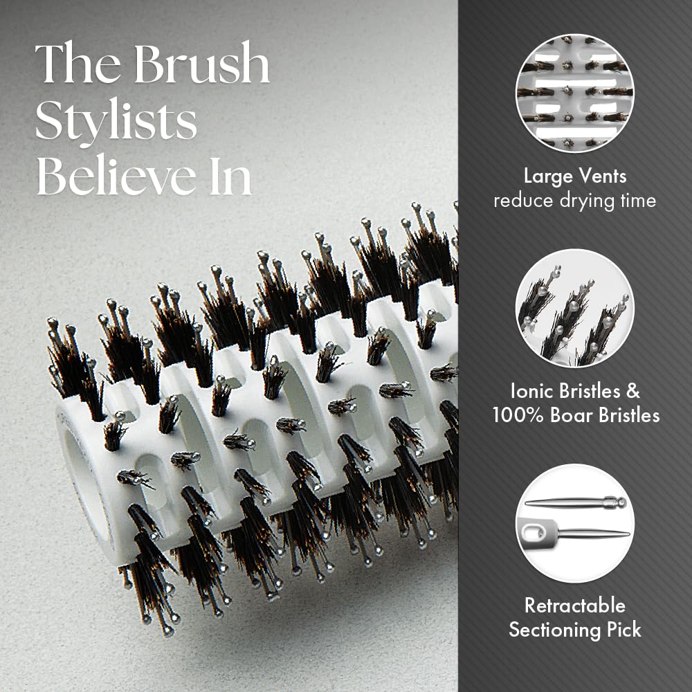 Olivia Garden Ceramic + Ion Turbo Vent Combo Hair Brush (ionic & 100% boar bristles)