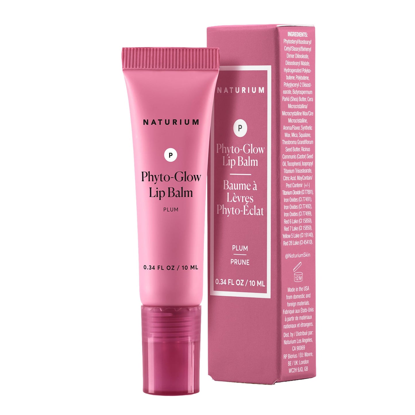 Naturium Phyto-Glow Lip Balm, Hydrating Lip Care with a Glossy Finish, 0.34 oz Plum
