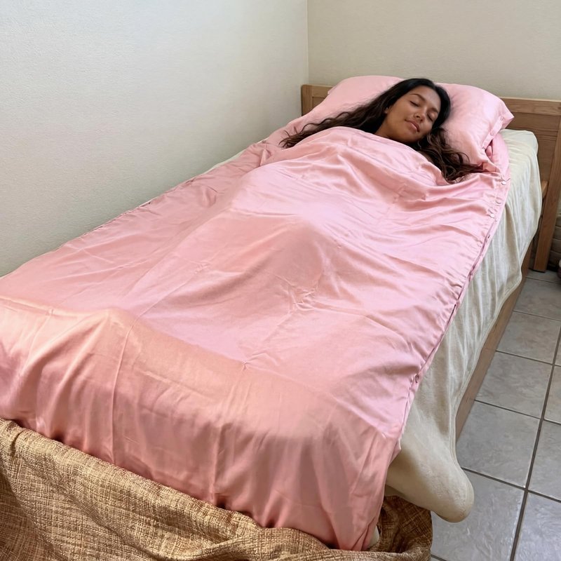 Irenare Self Tan Sleep Sack Reusable Body Self Tanners Lightweight Breathable Tanning Sleeping Sac for Bed Travel Sleeping Bag (Pink)