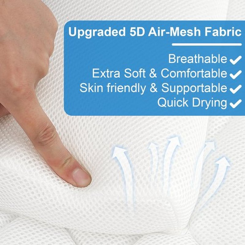 Full Body Bath Pillow for Bathtub, with Laundry Bag & 21 Non-Slip Suction Cups, Luxury Tub Pillow for Tub Neck Head and Back Support, Soft 5D Mesh Fabric Spa Bath Tub Pillow