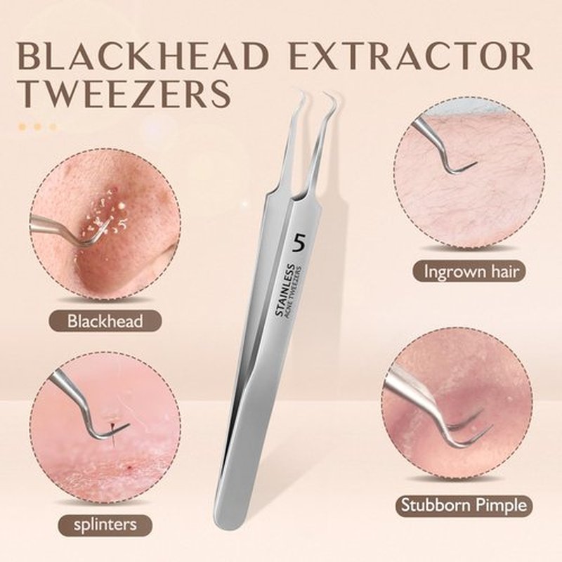 WSYUB Blackhead Tweezers, Pimple Popper Tool Kit, Blackhead Extractor,Ingrown Hair Tweezers, Blemish and Blackhead Removal Tools
