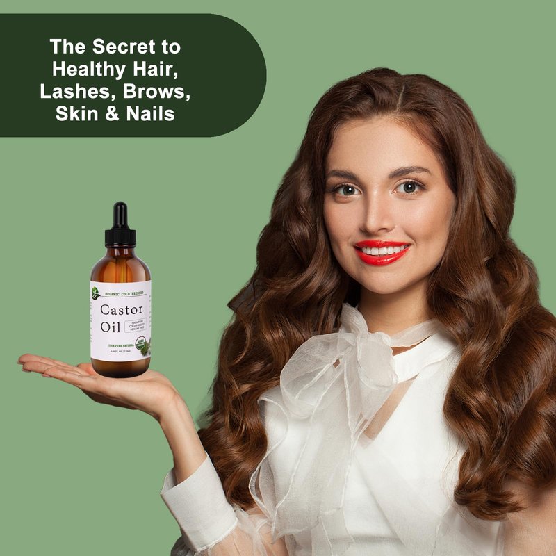 MAYLINK Castor Oil-Castor Oil Organic Cold Pressed Unrefined Glass Bottle-Organic USDA Certified100% Pure Castor Oil,Hexane Free,Organic Castor Oil for Face,Hair Growth,Eyelashes,Caster