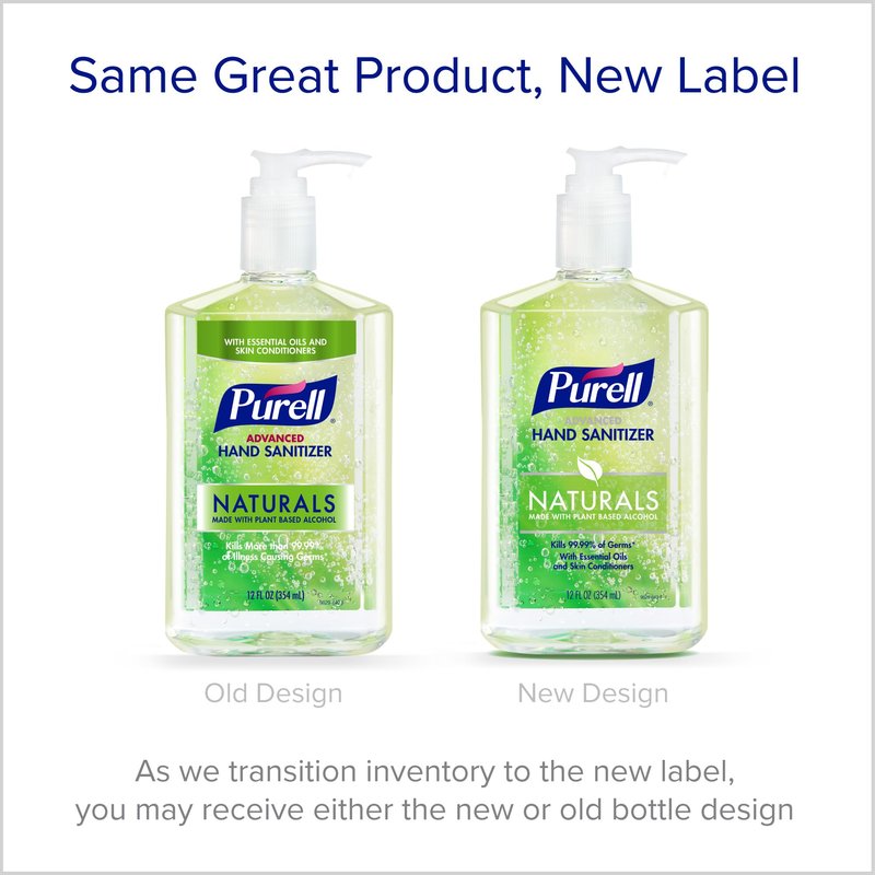 Purell Advanced Hand Sanitizer Naturals with Plant Based Alcohol, Citrus Scent, 12 fl oz Pump Bottle (Pack of 4) - 3623-06-EC2