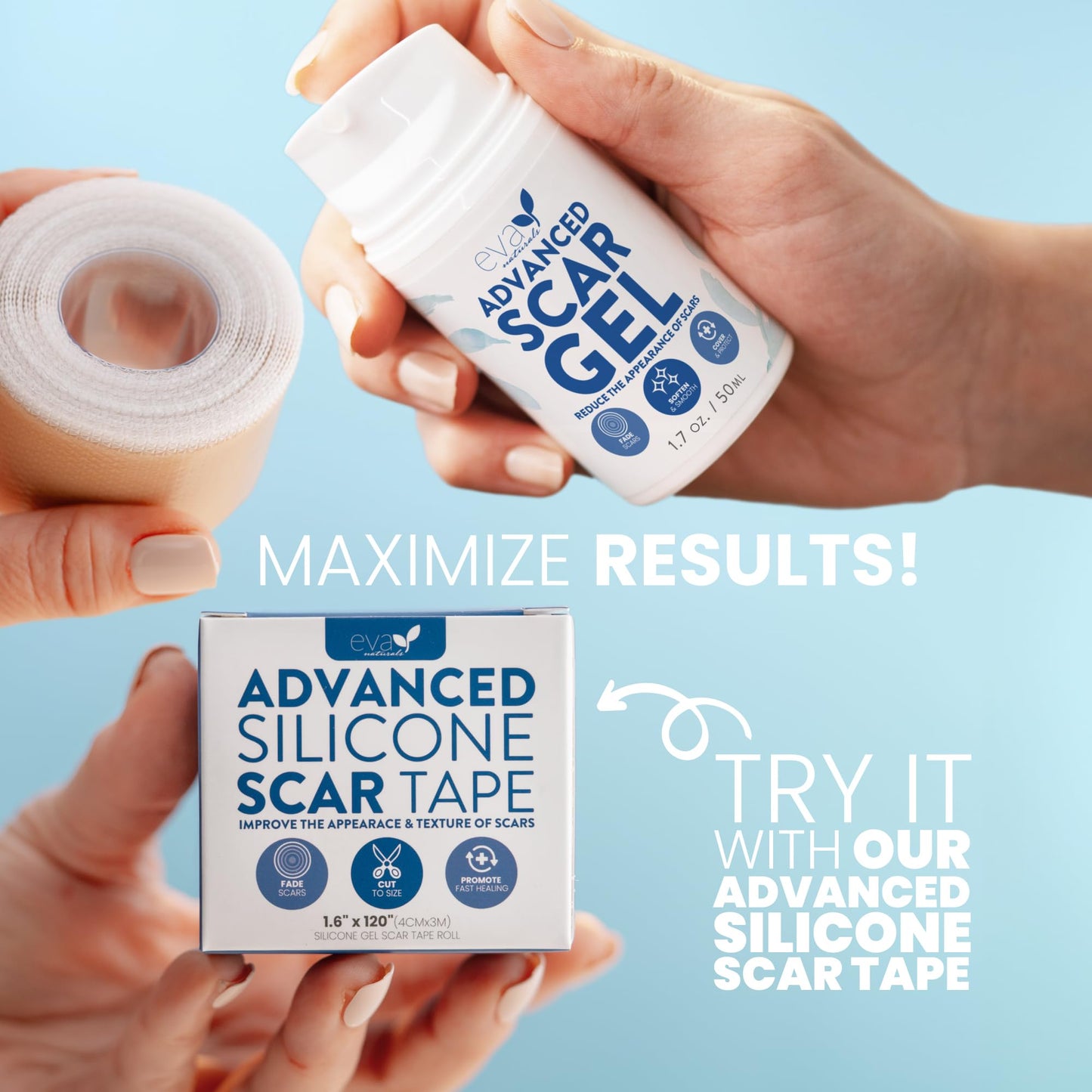 Eva Naturals Advanced Scar Gel for Surgical Scars, Reduces The Appearance of Old & New Keloid, C-Section, Acne Scars, Retinol & Allantoin, Scar Treatment for Surgical Scars & Keloid Scar Treatment