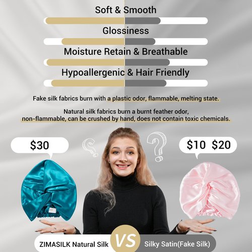 ZIMASILK 22 Momme 100% Mulberry Silk Bonnet for Sleeping & Women Hair Care, Highest Grade 6A Silk hair wrap for sleeping with Premium Elastic Stay On Head (1Pc, Peacock Green)