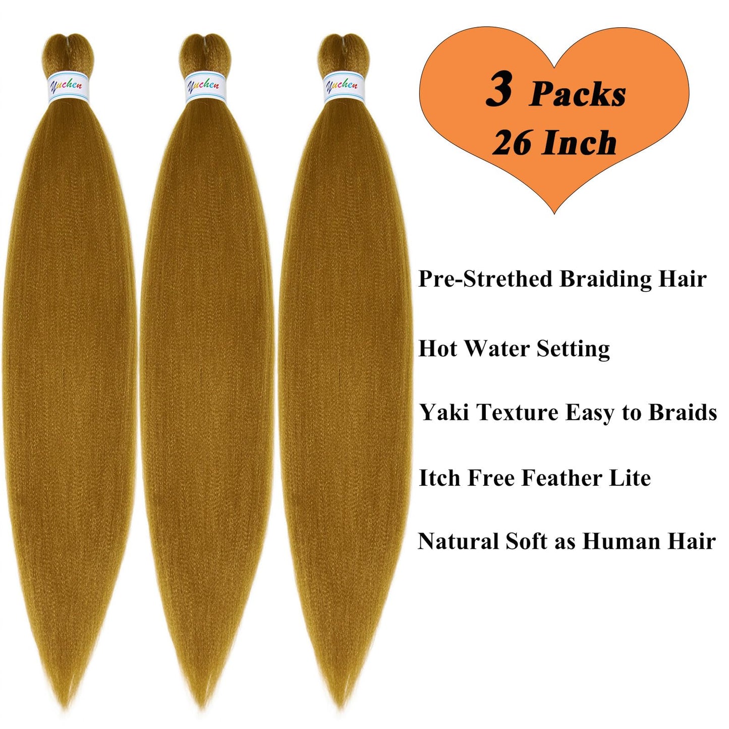 27 Honey Blonde Braiding Hair Pre Stretched Prestretched Braiding Hair Kanekalo 26 inch Synthetic Hair for Braiding Box Braids Crochet Knotless Micro Jumbo Pre Stretched Braiding Hair 26 inch