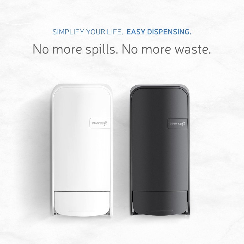 EZPULL Eversoft Wall-Mounted Manual Bag-in-Box Lotion Soap Dispenser, 800mL Lotion Hand Soap Sold Separately, White 1550-EZ