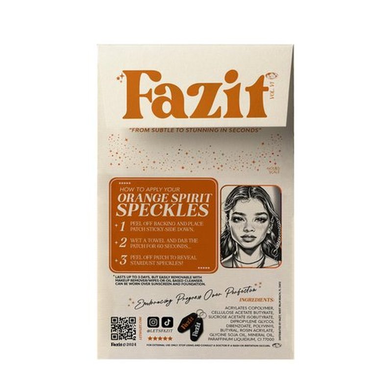 Fazit Makeup Patches - Face Makeup Patches - Beauty Face Makeup - Orange Speckles - Waterproof Orange Speckles - Temporary Face Orange Speckles for Women - 6 Count