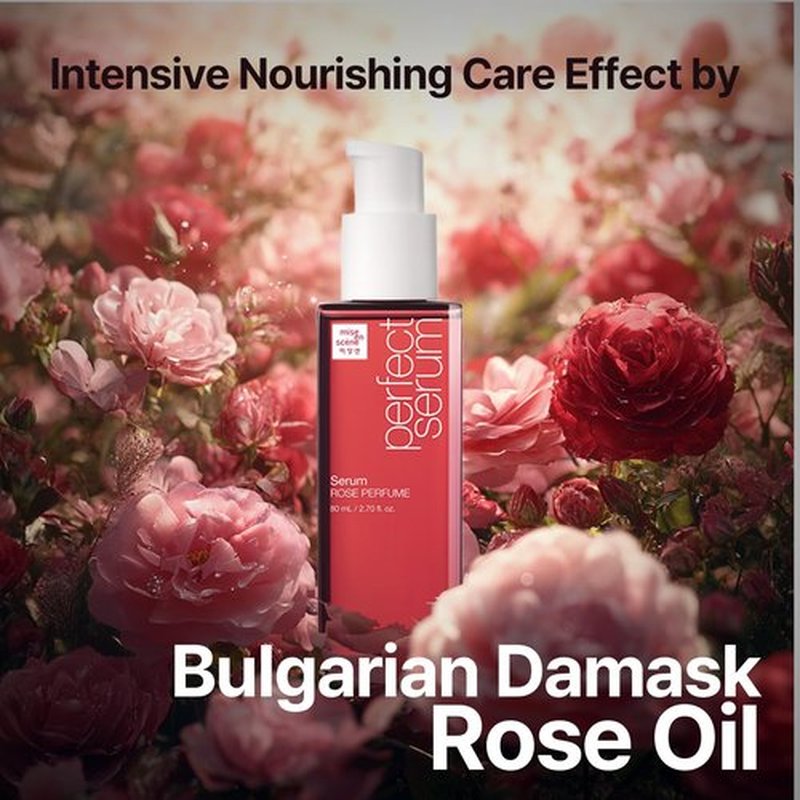 Mise En Scene Perfect Rose Perfume Serum - Korean Hair Essence with Rose Scent, Argan Oil for Damaged Hair Care, 2.70 fl. Oz