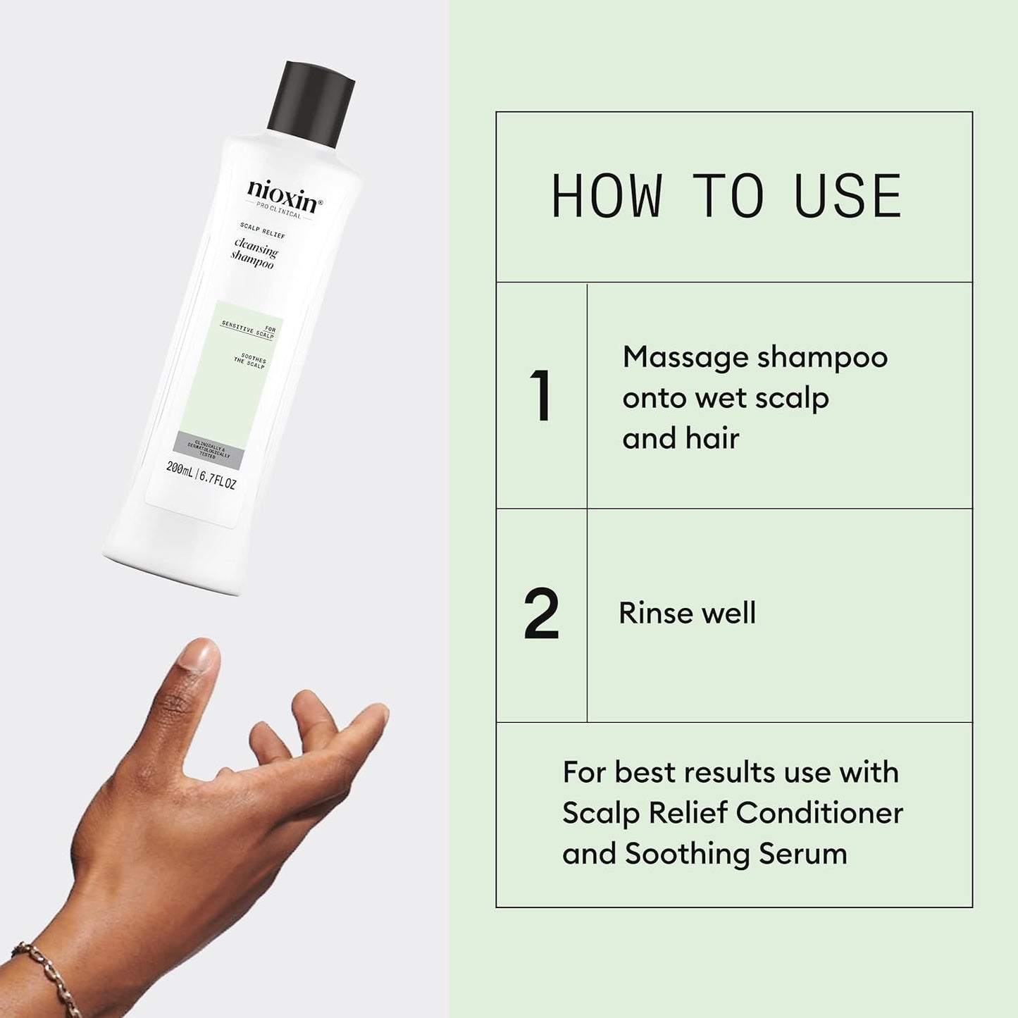 Nioxin Scalp Relief Cleansing Shampoo | Soothes, Hydrates, & Thickens Hair | For Sensitive, Dry, & Itchy Scalp | Made with Aloe Vera & Vitamin E