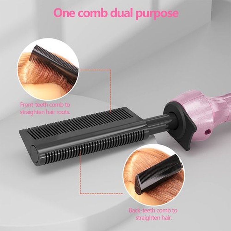 Dan Technology Double-Sided Teeth hot Comb,hot Comb Electric for Wigs,Travel Size Plug in hot Comb,500 Degree hot Comb Hair Straightener,Adjustable Temperature,60 min Shut Off