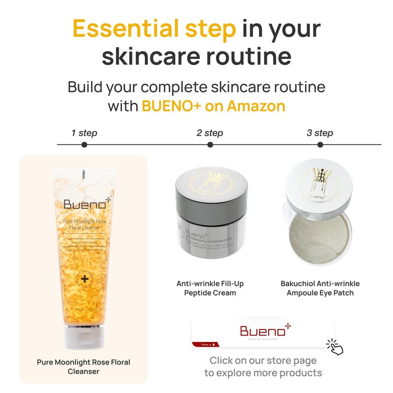 Bueno+ Pure Moonlight Rose Floral Cleanser | Anti-Aging Gentle Face Wash with Rose Petals for All Skin | Exfoliating and Moisturizing | Vegan Gel Rich in Antioxidantsl 2.7, Fl Oz