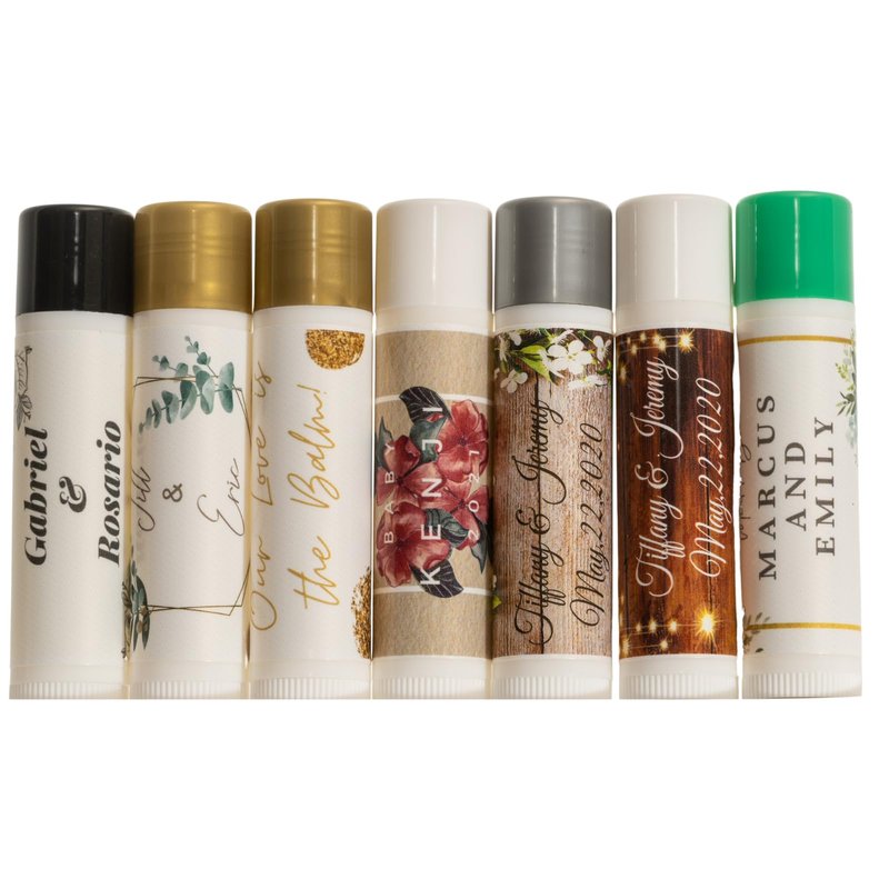 Wedding Lip Balm Favors 50 Pack | Custom Personalized Names & Date | Bulk Wedding Party Favors