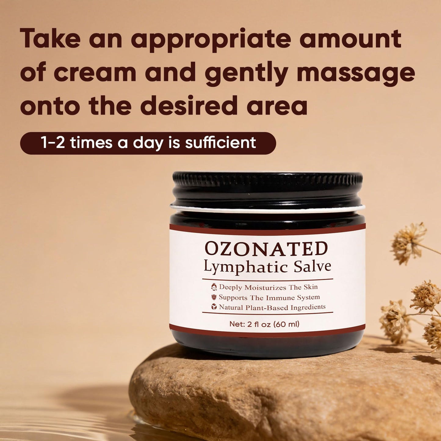 TAWODIUM Ozonated Lymphatic Salve, Ozonated Oil Face & Body Cream, Lymphatic Drainage Cream with Essential Oils, Reduces Redness, Smoothes Skin, Deeply Moisturizes, Fade Fine Lines