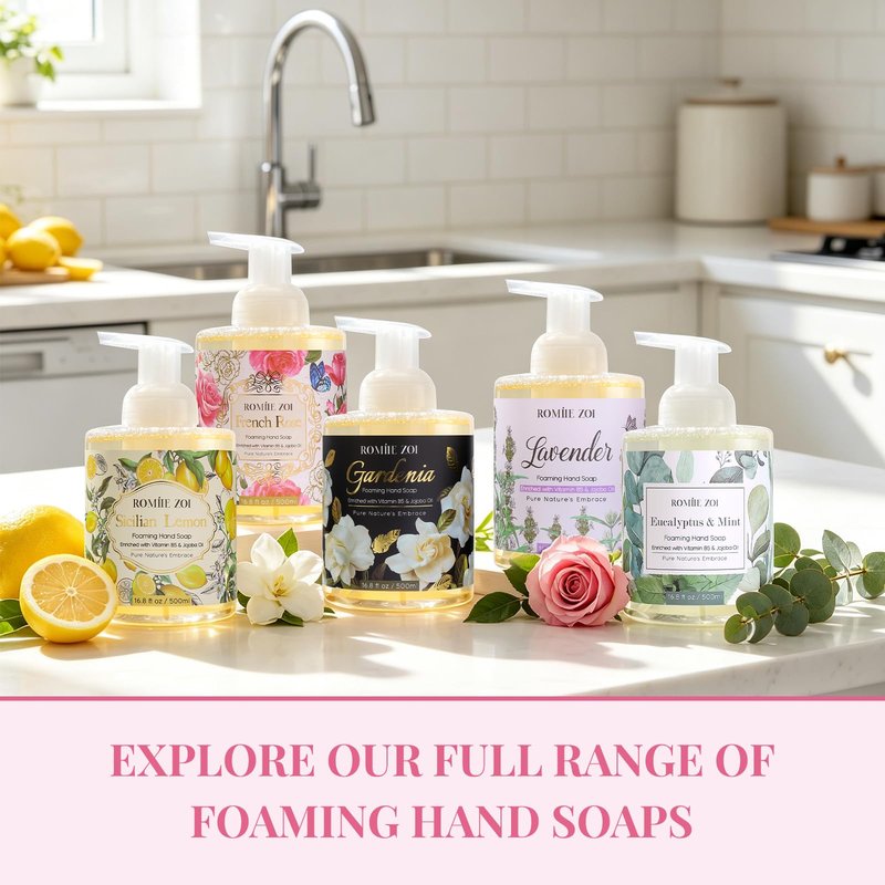 ROMIIE ZOI Foaming Hand Soap with Gift Box- French Rose - Biodegradable Formula Moisture & Revitalize - 500ml/ 16.8oz