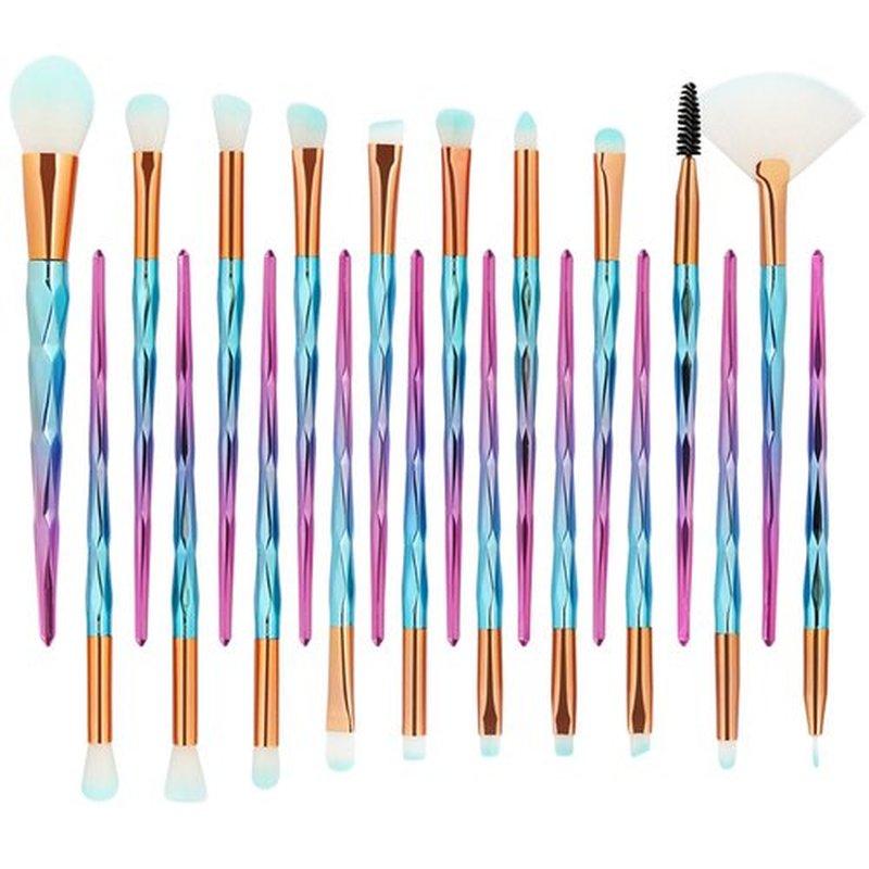 KOLIGHT® Pack of 20pcs Cosmetic Eye Shadow Sponge Eyeliner Eyebrow Lip Nose Foundation Powder Makeup Brushes Sets (blue pink)