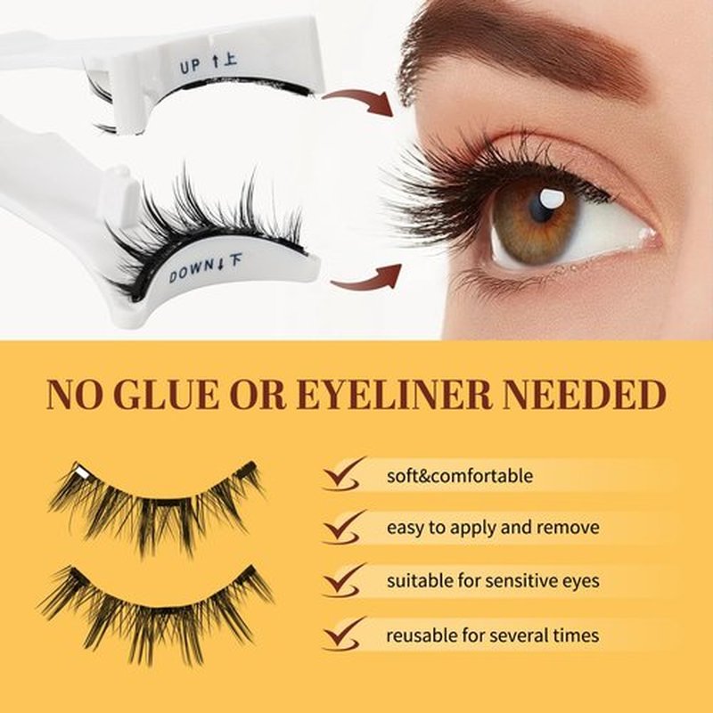 QUEWEL Magnetic Eyelashes Natural Look, 1 Pair Reusable Magnetic Lashes with Applicator, No Glue Needed Magnetic Eyelashes Magnetic Lashes Kit, Easy to Wear and Remove(Magnetic Lashes-G)