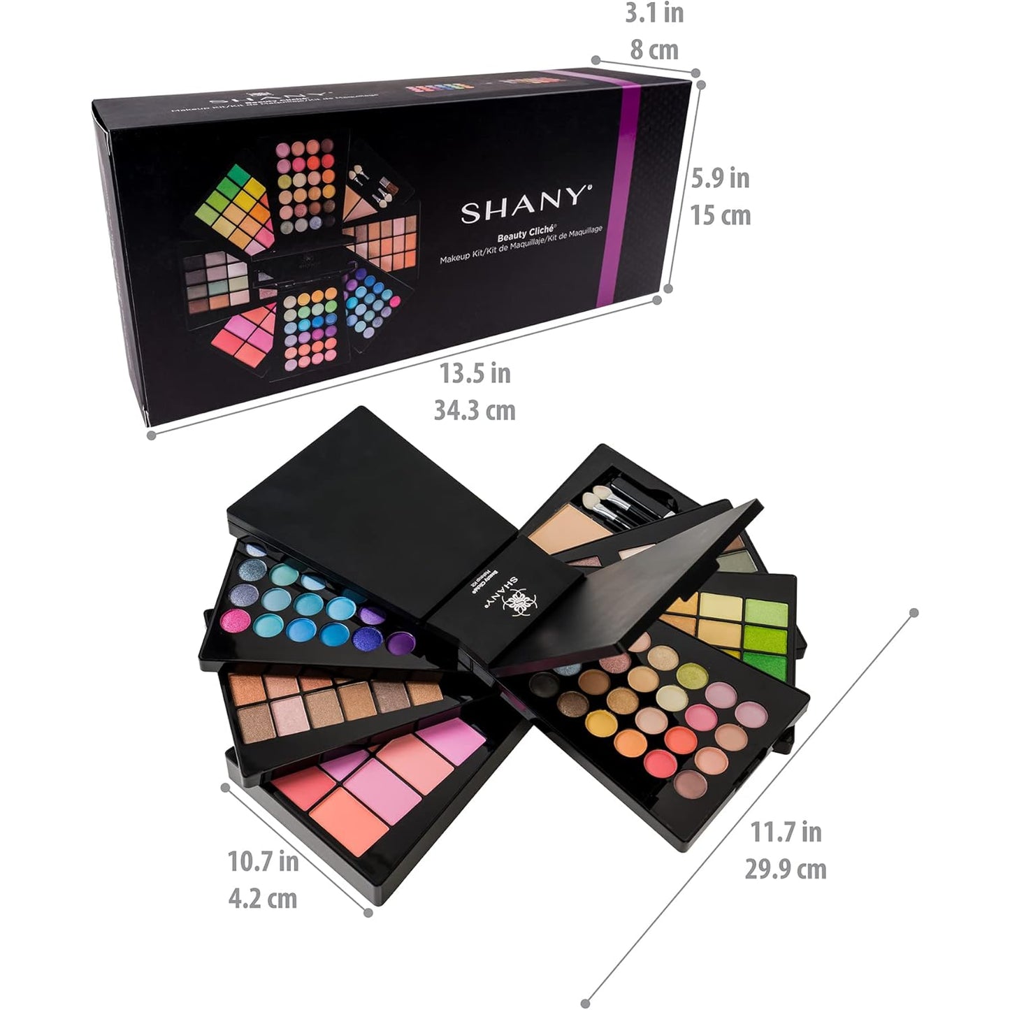 SHANY All About That Face Makeup Kit - All in one Beginner Makeup Set - Eye Shadows, Lip Colors, Face Makeup, Cosmetics applicators & More.
