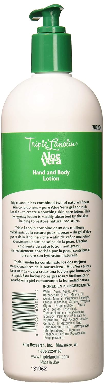 TRIPLE LANOLIN Aloe Vera Lotion,1 Gallon