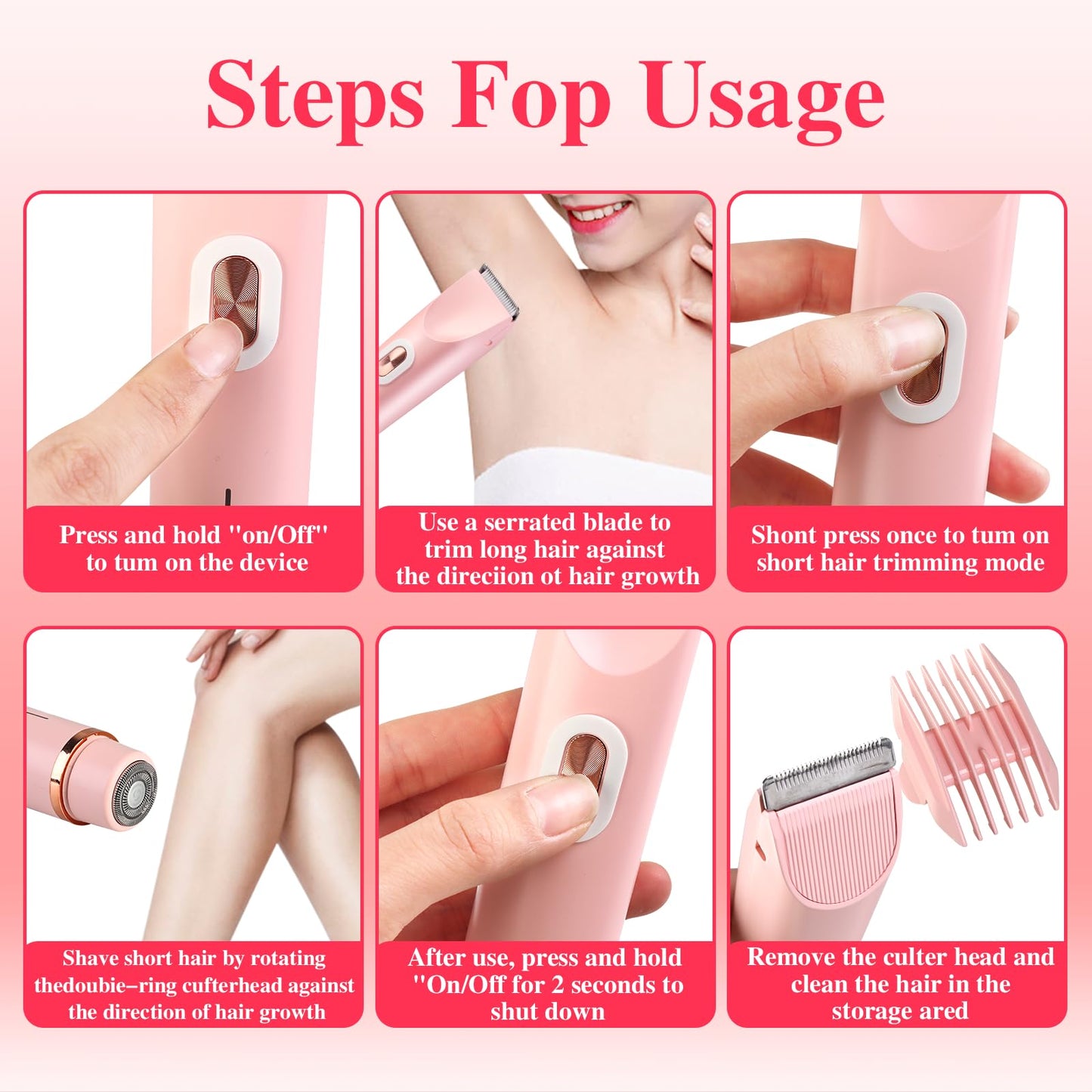 Glow Aura Womens Shaver, Bikini Trimmer for Women, Glow Aura Electric Razor, Comfort 2 in 1 Electric Lady Shaverr, Dual Head Groomer, Glowaura Womens Razor, GlowAura Bikini Shaver Body Grooming Tool