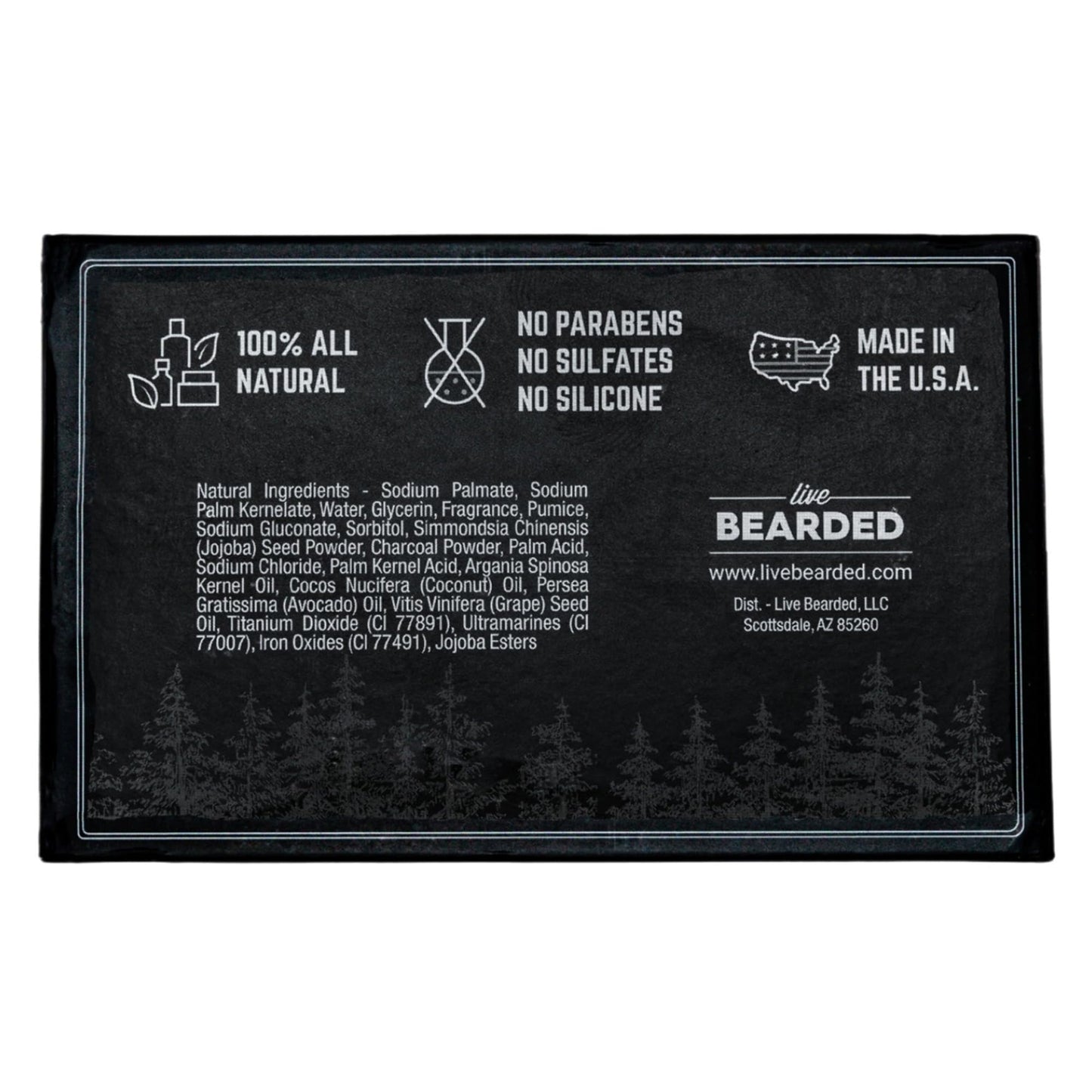Live Bearded All-Natural Bar Soap for Men, 3-Pack of 5 oz - Made in the USA - Exfoliates and Moisturizes - Charcoal, Pumice, Shea Butter | Legend Scent - Sandalwood, Vanilla
