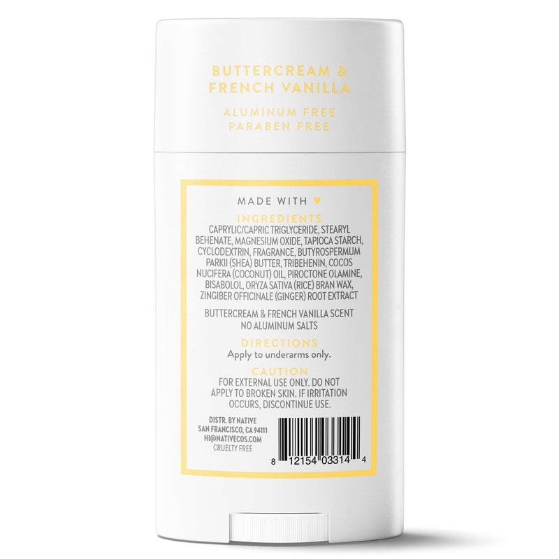 Native Deodorant Contains Naturally Derived Ingredients, 72 Hour Odor Control, Deodorant for Women and Men, Aluminum Free, Buttercream & French Vanilla 2.65oz