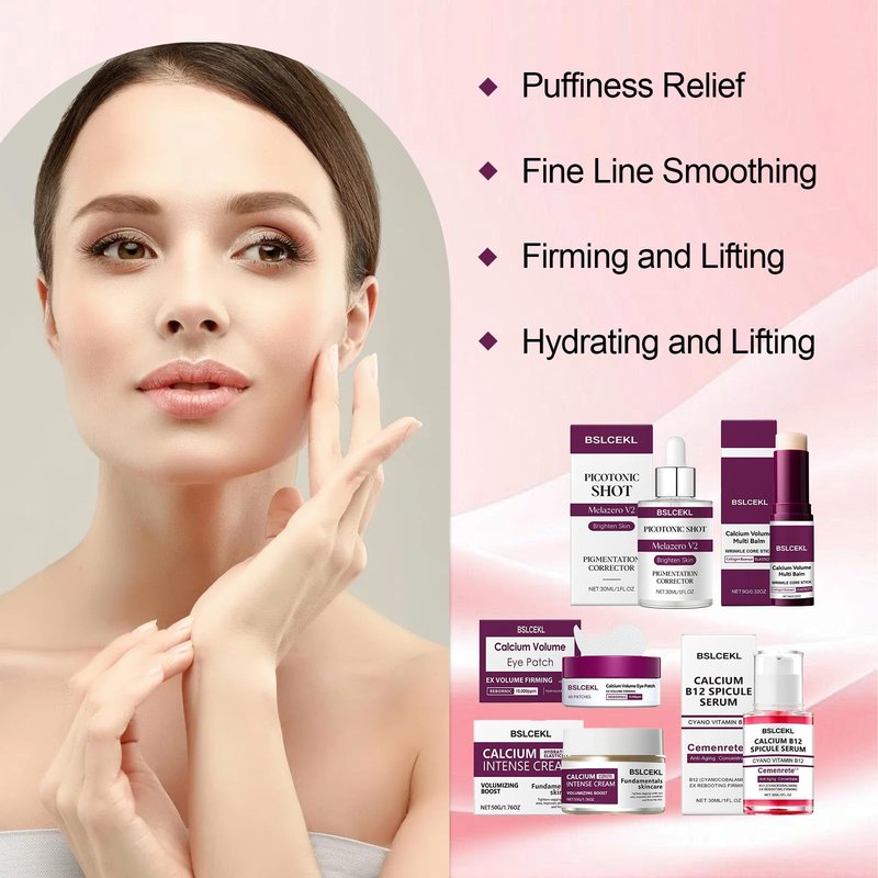 Calcium Daily Care Skin Set,Calcium Multi Balm Stick Set,Gentle Firming & Moisture Routine for Smooth, Comfortable-Looking Skin, Daily Use Skincare Collection (Pack of 5)