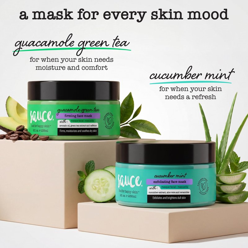 SAUCE Exfoliating Face Mask, Cucumber Mint, 8 Fl Oz