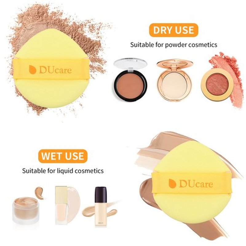 DUcare Foundation Brush with Makeup Sponges Puff Flat Top Kabuki Brush for Liquid Blending Mineral Powder Buffing Stippling