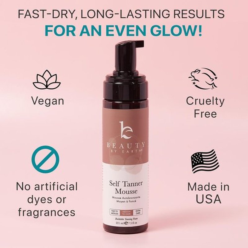 Self Tanner Tanning Mousse Kit - USA Made with Natural & Organic Ingredients, Self Tanner Mousse and Mitt, Self Tan Kit, Fake Tan Tanning Foam, Medium to Dark Sunless Tanner, Self Tanners Best Sellers