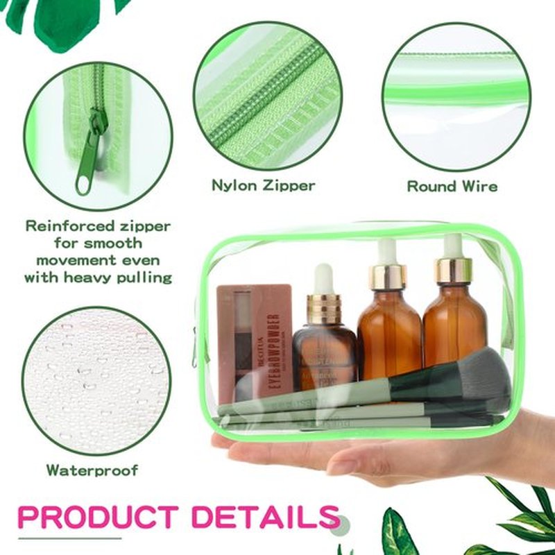 Weewooday 12 Pieces Clear Cosmetics Bag PVC Zippered Clear Toiletry Carry Pouch Cosmetic Makeup Bag Waterproof Makeup Bag Vinyl Plastic Organizer Case for Vacation Bathroom(Medium,Bright Color)