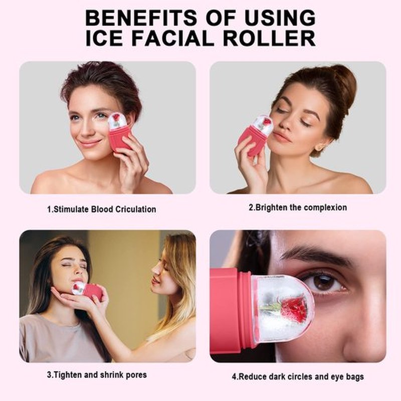 Ice Roller For Face and Eye, Ice Facial Roller Massage guasha Shrink Pore Skin Care Tools, Reusable Ice Stick Remove Dark Circle, Ice Face Mold Sphere Face Ice Cubes for Brighten Lubricate Fine Lines