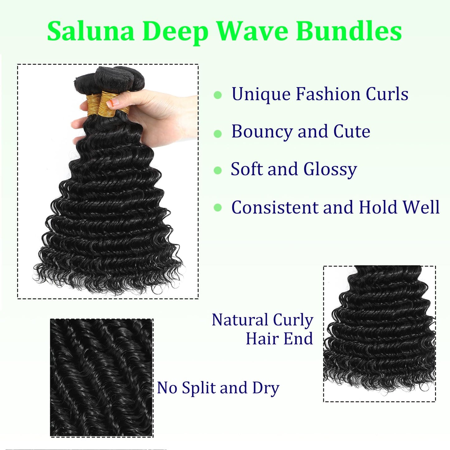 Saluna Deep Wave Bundles Human Hair 28 28 28 Inch Full And Thick 3 Bundles 12A 100% Unprocessed Brazilian Virgin Human Hair Bundles Soft Curly Bundles Human Hair