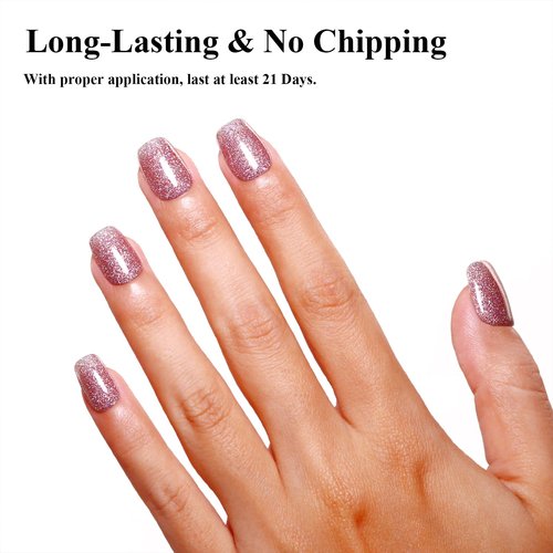 Imtiti Glitter Gel Nail Polish, Rose Gold Iridescent Glitter Gel Polish Soak Off LED U V Shimmer Sparkle Nail Gel Polish DIY Nail Art Starter Manicure Salon Gel Nail Polish Kit for Women Girls 10ML