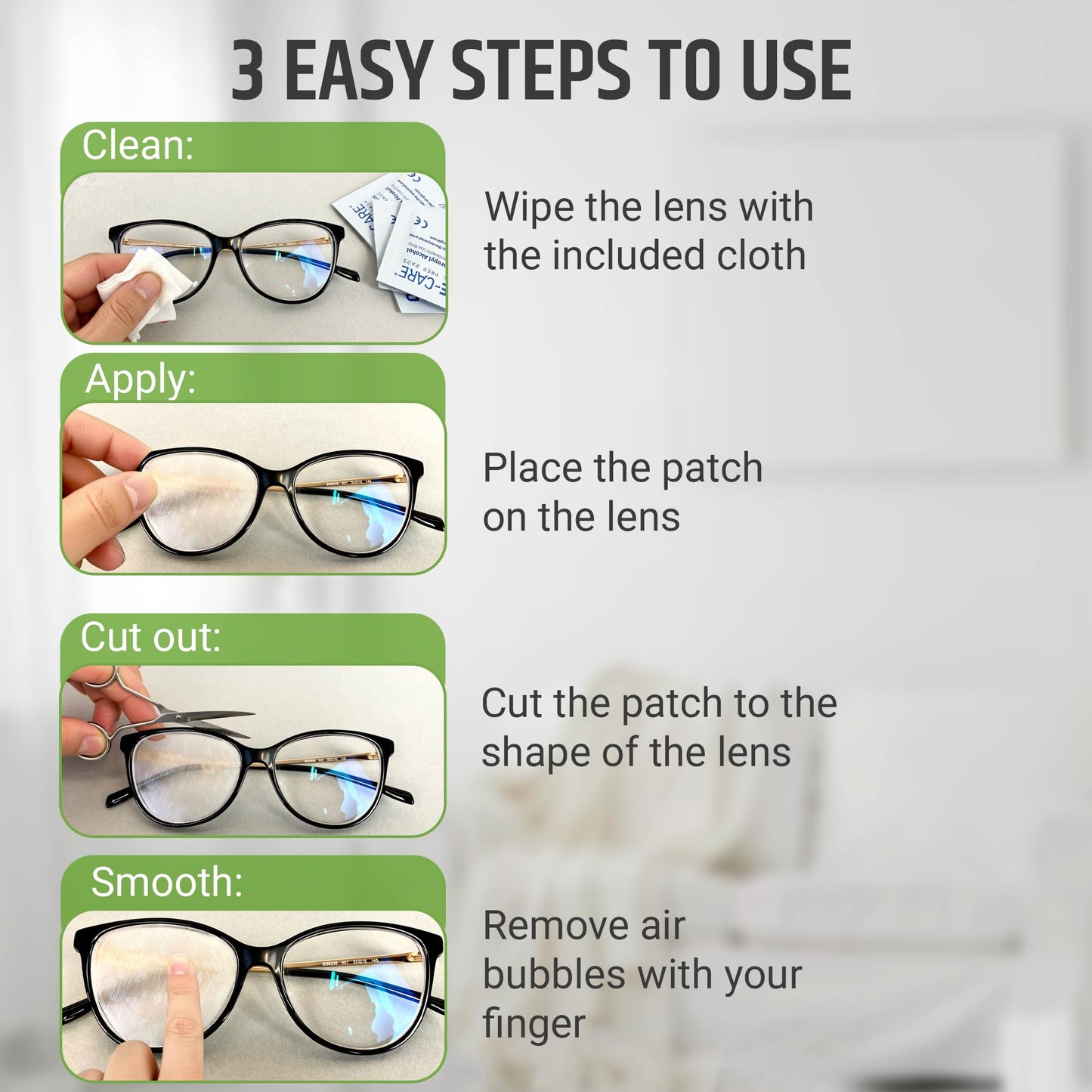 Translucent Eye Patch for Glasses, Adult Eye Patch for Men & Women, Vision Therapy for Amblyopia, Strabismus & Double Vision