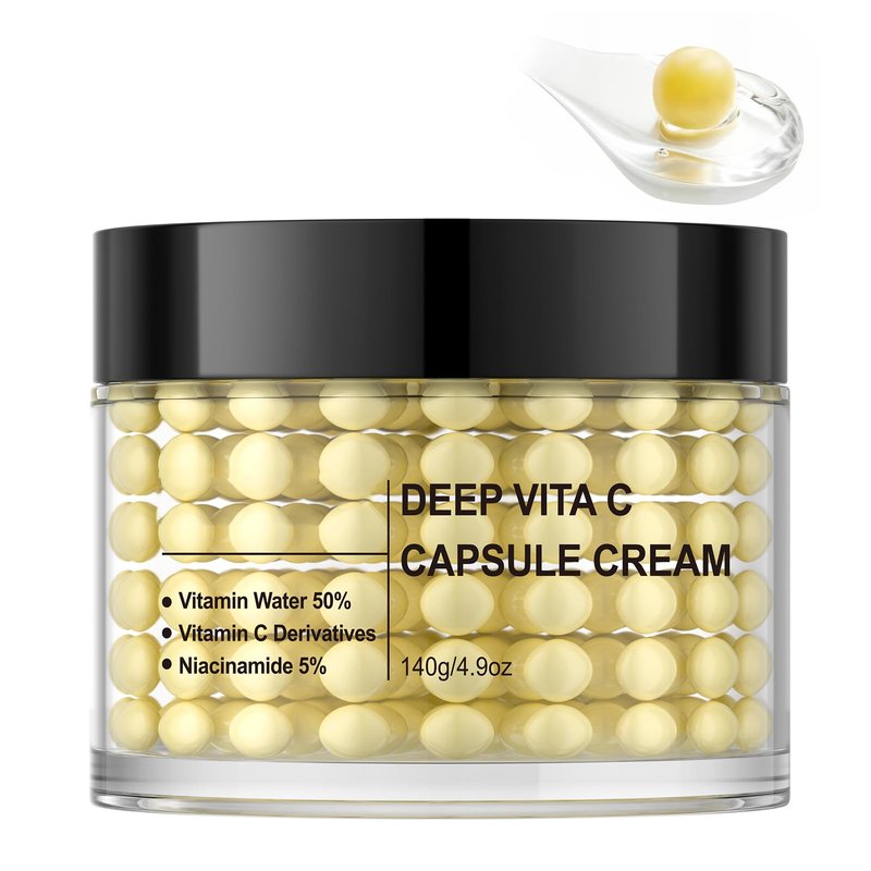 IREV Deep Vitamin C Capsule Face Moisturizer, Moisturizing Facial Cream, Transparent Gel for Radiant Skin, Hydrating Night Face Skin Care, Jelly Cream for Dull, Uneven Tone 4.9 OZ