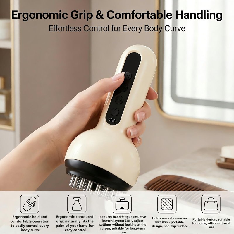 ShuSinki Lymphatic Drainage Massager & Anti Cellulite Massage Tool, Helps Reduce Stretch Marks & Cellulite, for Legs, Arms & Belly, Body Sculpting Machine with Microcurrent, Light, Heat & Vibration