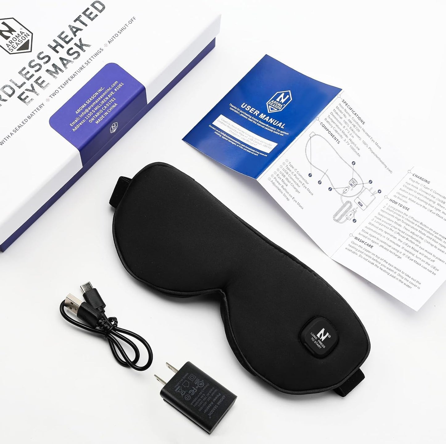 Aroma Season Silk Cordless Heated Eye Mask, Warm Eye Compress for Dry Eyes, Styes, Blepharitis, Chalazion, Moist Heat Treatment to Unclog Meibomian Glands, Gifts for Men Women (Black)