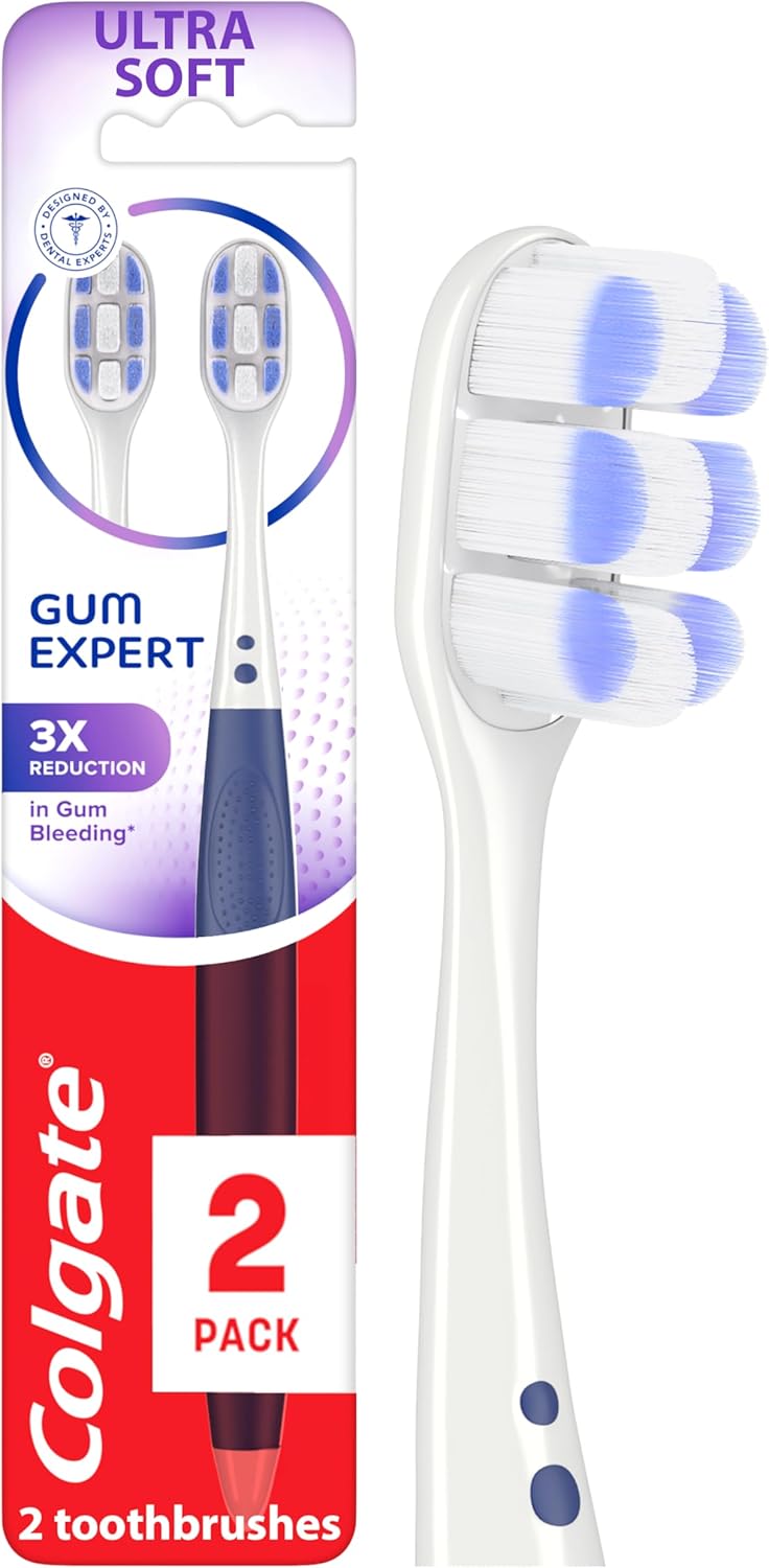 Colgate Gum Health Extra Soft Toothbrush for Sensitive Gums with Deep Cleaning Floss-Tip Bristles - 4 Count