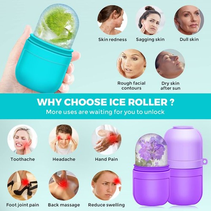 AURUZA Ice Face Roller Ice Roller for Face and Eye Puffiness Beauty Ice Face Roller Mold Tray Face Frosting Massage Beauty Skincare Tool for Brightening Lubrication Shrink Pore Removal Fine Linesā¦