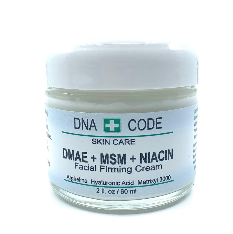 DNA Code ANTI-AGING DMAE+MSM+NIACIN Firming Cream, 100% Pure Hyaluronic Acid, Argireline, Matrixyl 3000 (2 oz)