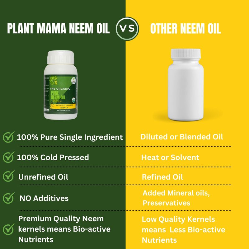 Organic 100% Cold Pressed Neem Oil (8 Fl Oz) - Pure Neem Oil for Hair, Skin, Nails, Pets, Indoor & Outdoor Plants & Garden - Unrefined, All Natural Concentrated, Multipurpose.
