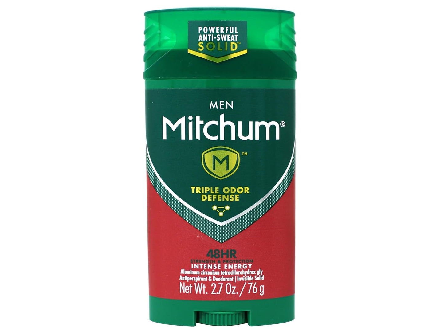 Mitchum Men Antiperspirant & Deodorant Stick, Triple Odor Defense Invisible Solid, 48 Hr Strength & Protection, Intense Energy, 2.7 Oz - 3 Pack
