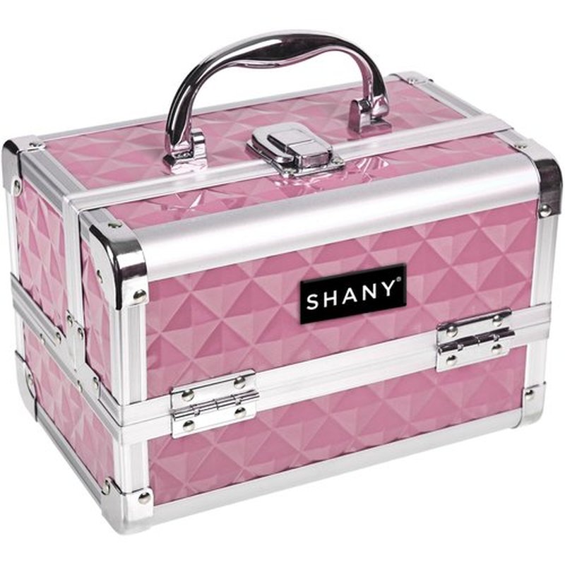 SHANY Chic Makeup Train Case Cosmetic Box Portable Makeup Case Cosmetics Beauty Organizer Jewelry storage with Locks, Multi trays Makeup Storage Box with Makeup Mirror - Polite PINK