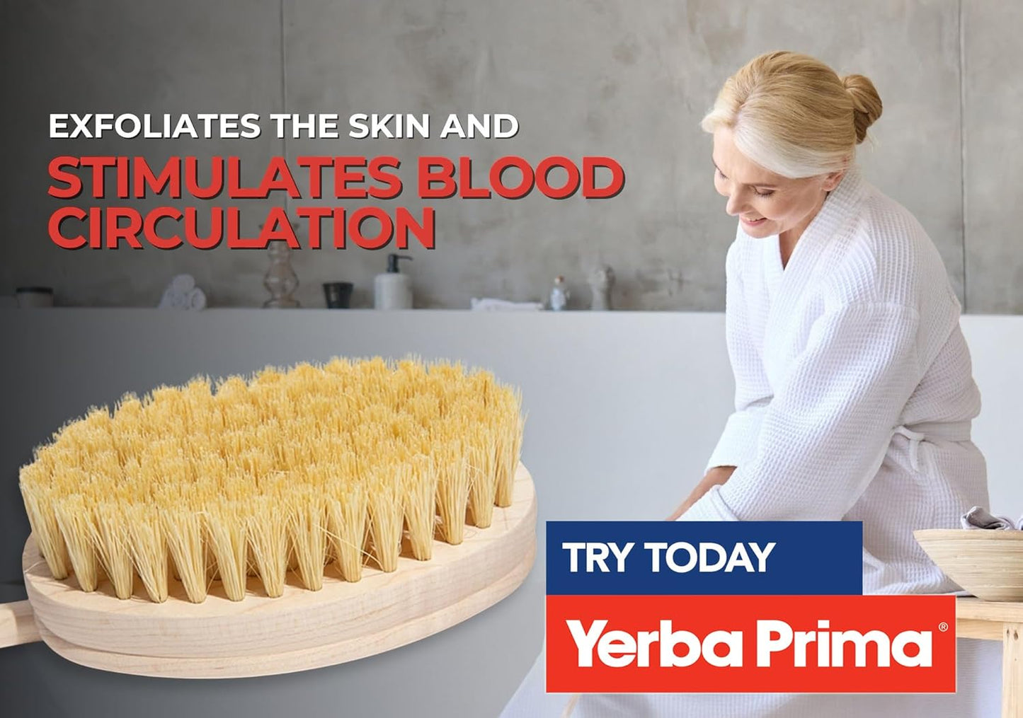 Yerba Prima Tampico Skin Brush (Pack of 2) - Natural Vegetable Fiber Bristles for Dry Skin Brushing