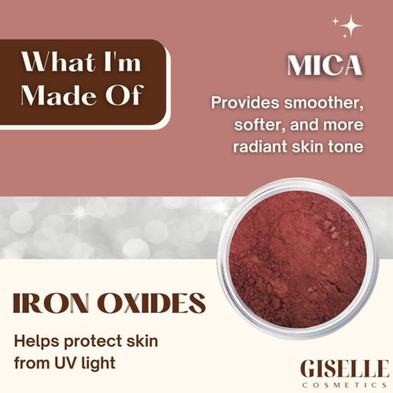 Giselle Cosmetics Red Hawaii Matte Blush Makeup Mineral Makeup Pure Talc Free Minerals Matte Loose Face Makeup Powder Blush for Cheeks 5 Gram Travel Size Blush