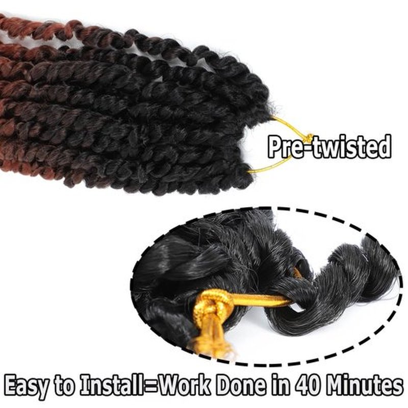 Bestlove Copper Red Passion Twist Crochet Hair 14 Inch 8 Packs Ombre Magenta Ginger Color Pretwisted Passion Twist Crochet Hair Pre-Looped 1B/350 Twist Crochet Braids Hair for Black Women