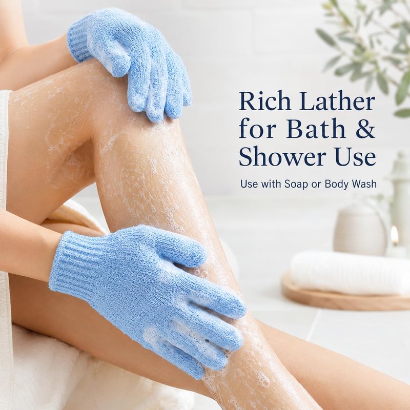 ATB 4 Pairs Exfoliating Gloves - Premium Scrub Wash Mitt for Bath or Shower - Luxury Spa Exfoliation Accessories for Men and Women