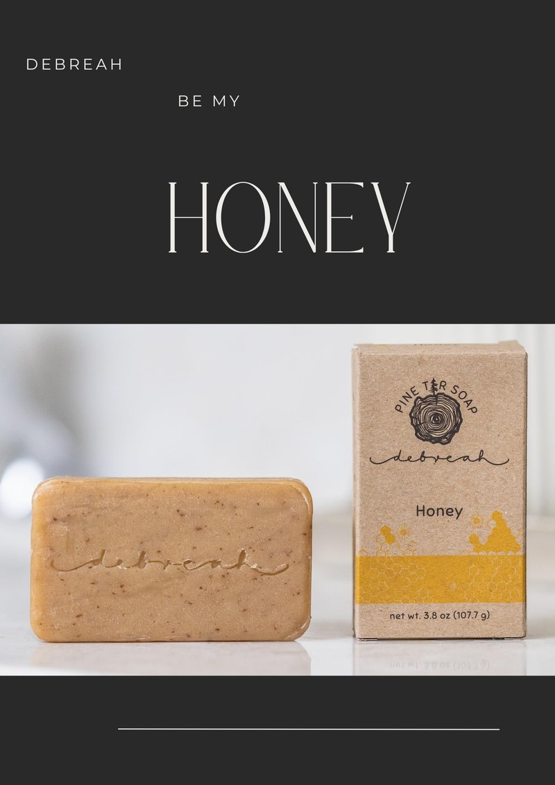 Debreah Honey Bar Soap, Benefits of Pine Tar with honey smell, for Men and Women, Handmade, Hot Process, Face And Body Soap